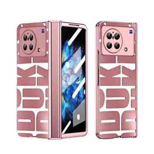 For vivo X Fold Integrated Electroplating Folding Phone Case with Hinge(Rose Gold)