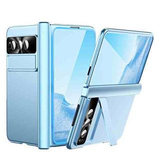 For Google Pixel Fold Integrated Electroplating PC All-inclusive Phone Case with Hinge(Blue)