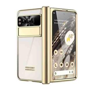 For Google Pixel Fold Integrated Electroplating Folding Phone Case with Hinge(Tyrant Gold)