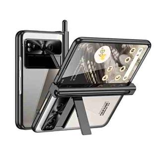 For Google Pixel Fold Integrated Electroplating Folding Phone Case with Pen Slot(Black)
