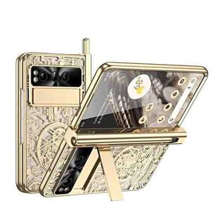 For Google Pixel Fold Mechanical Legend Integrated Electroplating All-inclusive Phone Case with Pen Slot(Gold)