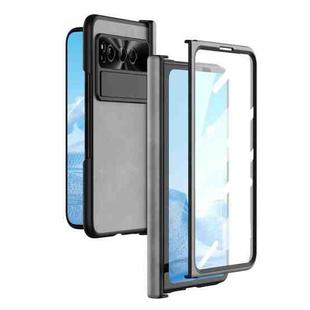 For Google Pixel Fold Integrated Napa Texture All-inclusive Phone Case with Hinge(White)