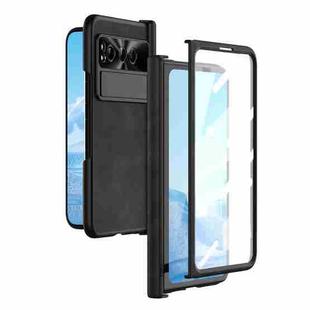 For Google Pixel Fold Integrated Napa Texture All-inclusive Phone Case with Hinge(Black)