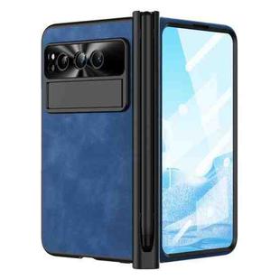 For Google Pixel Fold Integrated Napa Texture All-inclusive Phone Case with Pen Slot(Blue)