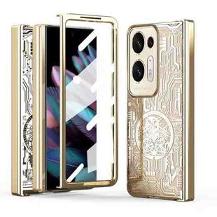 For OPPO Find N2 Mechanical Legend Integrated Electroplating All-inclusive Phone Case(Champagne Gold)