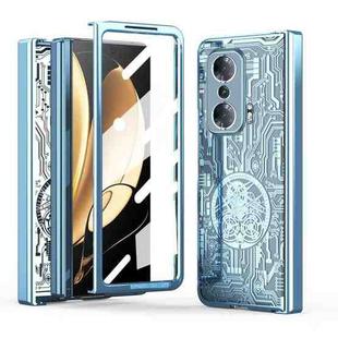 For Honor Magic V Mechanical Legend Integrated Electroplating All-inclusive Phone Case(Blue)