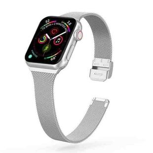 For Apple Watch Series 9&8&7 41mm / SE 3&SE 2&6&SE&5&4 40mm / 3&2&1 38mm Milanese Stainless Steel Watch Band(Silver)