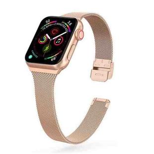 For Apple Watch Series 9&8&7 41mm / SE 3&SE 2&6&SE&5&4 40mm / 3&2&1 38mm Milanese Stainless Steel Watch Band(Rose Gold)