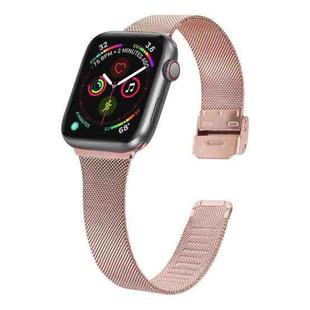 For Apple Watch Series 9&8&7 41mm / SE 3&SE 2&6&SE&5&4 40mm / 3&2&1 38mm Milanese Stainless Steel Watch Band(Rose Pink)