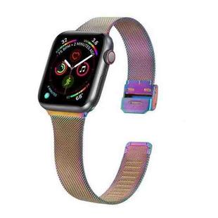 For Apple Watch Series 7 45mm / 6 & SE & 5 & 4 44mm / 3 & 2 & 1 42mm Milanese Stainless Steel Watch Band(Colour)