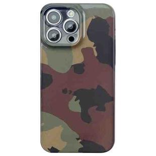 For iPhone 14 Pro Camouflage Pattern Film PC Phone Case(Green Camouflage)