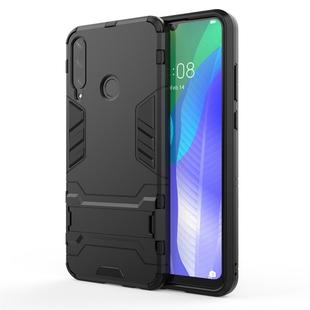 For Huawei Y6P PC + TPU Shockproof Protective Case with Holder(Black)