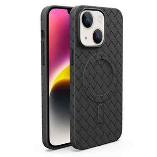 For iPhone 14 Woven Pattern MagSafe Magnetic Cooling Phone Case(Black)