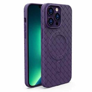 For iPhone 13 Pro Max Woven Pattern MagSafe Magnetic Cooling Phone Case(Purple)