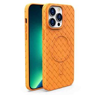 For iPhone 13 Pro Max Woven Pattern MagSafe Magnetic Cooling Phone Case(Orange)