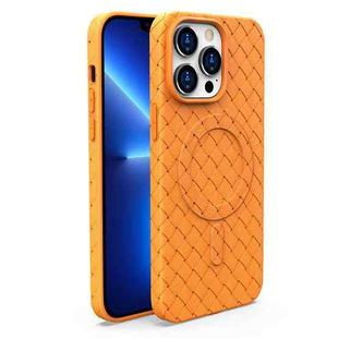 For iPhone 13 Pro Woven Pattern MagSafe Magnetic Cooling Phone Case(Orange)