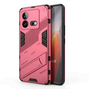For vivo iQOO Neo8 Punk Armor 2 in 1 PC + TPU Phone Case with Holder(Light Red)