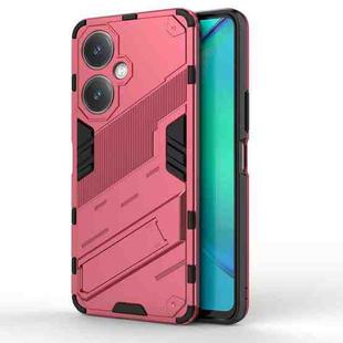 For vivo Y27 4G Global Punk Armor 2 in 1 PC + TPU Phone Case with Holder(Light Red)