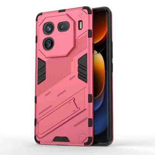 For vivo iQOO 12 Pro 5G Punk Armor 2 in 1 PC + TPU Phone Case with Holder(Light Red)