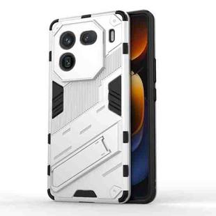 For vivo iQOO 12 5G Punk Armor 2 in 1 PC + TPU Phone Case with Holder(White)