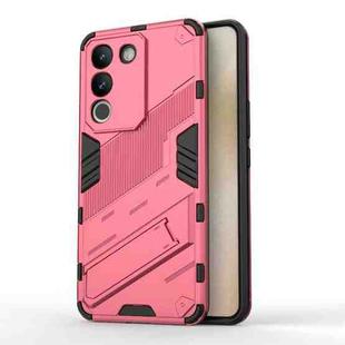 For vivo Y200 5G Global Punk Armor 2 in 1 PC + TPU Phone Case with Holder(Light Red)