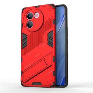 For vivo V30e 5G Global Punk Armor 2 in 1 PC + TPU Phone Case with Holder(Red)