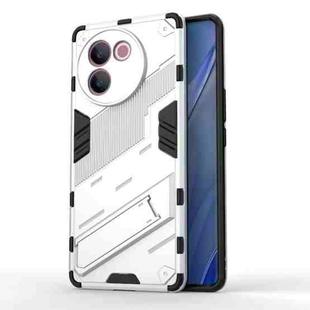 For vivo V30e 5G Global Punk Armor 2 in 1 PC + TPU Phone Case with Holder(White)