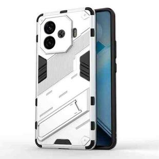 For vivo iQOO Z9 Turbo 5G Punk Armor 2 in 1 PC + TPU Phone Case with Holder(White)