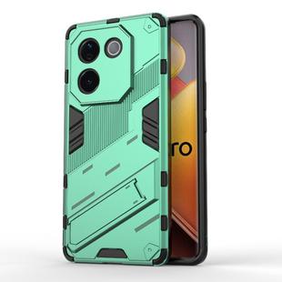 For vivo iQOO Z9s Pro 5G India Punk Armor 2 in 1 PC + TPU Phone Case with Holder(Green)