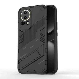 For Huawei nova 12 5G Punk Armor 2 in 1 PC + TPU Phone Case with Holder(Black)