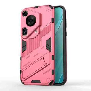 For Huawei Pura 70 Ultra Punk Armor 2 in 1 PC + TPU Phone Case with Holder(Light Red)