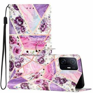 For Xiaomi Mi 11T / Mi 11T Pro Colored Drawing Leather Phone Case(Purple Marble)