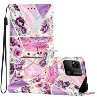 For Xiaomi Redmi 9C Colored Drawing Leather Phone Case(Purple Marble)