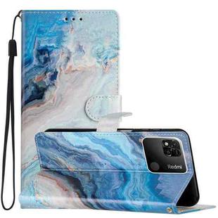 For Xiaomi Redmi 9C Colored Drawing Leather Phone Case(Blue Marble)