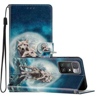 For Xiaomi Redmi 10 Colored Drawing Leather Phone Case(Twin Wolves)