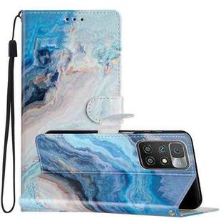 For Xiaomi Redmi 10 Colored Drawing Leather Phone Case(Blue Marble)