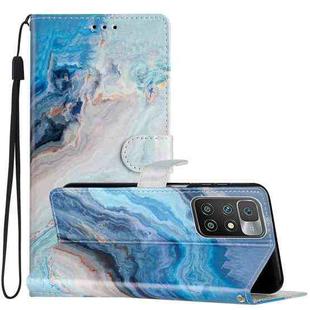 For Xiaomi Redmi 10 2022 Colored Drawing Leather Phone Case(Blue Marble)