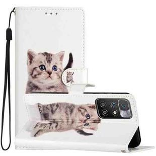 For Xiaomi Redmi 10 2022 Colored Drawing Leather Phone Case(Little Tabby Cat)