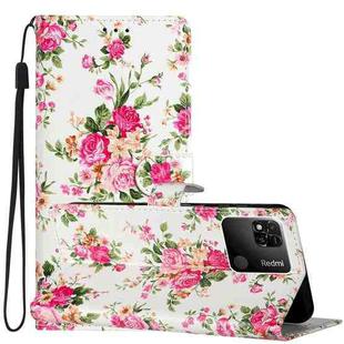 For Xiaomi Redmi 10A Colored Drawing Leather Phone Case(Peonies)