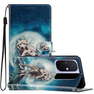 For Xiaomi Redmi 12C Colored Drawing Leather Phone Case(Twin Wolves)