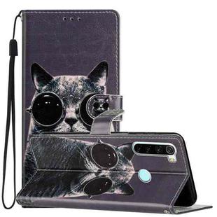 For Xiaomi Redmi Note 8T Colored Drawing Leather Phone Case(Sunglasses Cat)