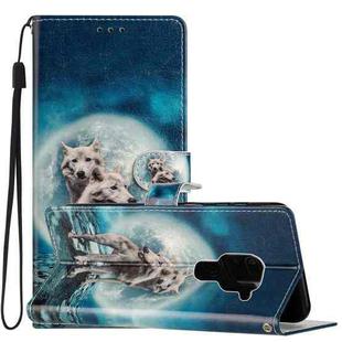 For Xiaomi Redmi Note 9 Colored Drawing Leather Phone Case(Twin Wolves)