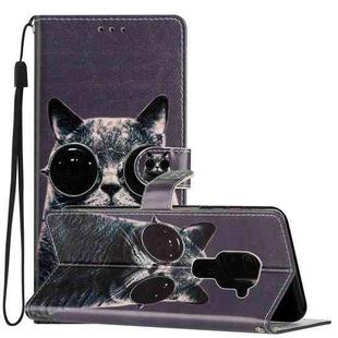 For Xiaomi Redmi Note 9 Colored Drawing Leather Phone Case(Sunglasses Cat)