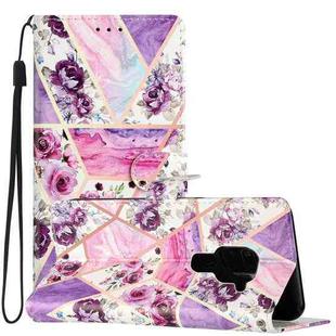 For Xiaomi Redmi Note 9 Colored Drawing Leather Phone Case(Purple Marble)