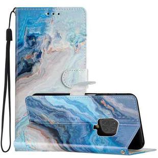 For Xiaomi Redmi Note 9 Pro Colored Drawing Leather Phone Case(Blue Marble)