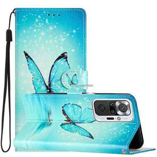For Xiaomi Redmi Note 10 Pro Colored Drawing Leather Phone Case(Blue Butterfly)