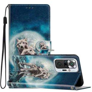 For Xiaomi Redmi Note 10 Pro Colored Drawing Leather Phone Case(Twin Wolves)