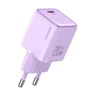USAMS US-CC183 PD 20W USB-C/Type-C Single Port Electroplating Charger, EU Plug(Purple)
