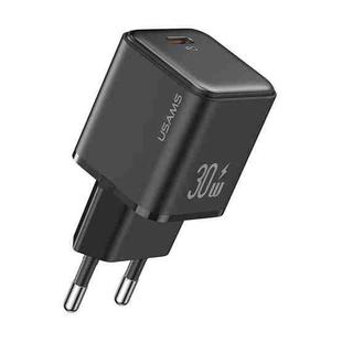 USAMS US-CC186 PD 30W USB-C/Type-C Single Port Electroplating Charger, EU Plug(Black)