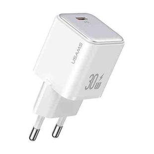 USAMS US-CC186 PD 30W USB-C/Type-C Single Port Electroplating Charger, EU Plug(White)